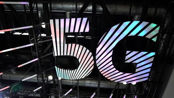 A sign of 5G is seen at the 2020 China International Fair for Trade in Services (CIFTIS) in Beijing, China September 4, 2020 - Sputnik International