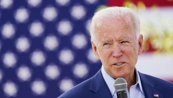 Democratic U.S. presidential nominee Joe Biden speaks to attendees at an outdoor Black Economic Summit while campaigning for president in Charlotte, North Carolina, U.S., September 23, 2020 - Sputnik International