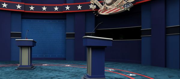 The stage awaits U.S. President Donald Trump and Democratic U.S. presidential nominee and former Vice President Joe Biden before their first presidential debate on the campus of the Cleveland Clinic in Cleveland, Ohio, U.S. September 29, 2020. The stage awaits U.S. President Donald Trump and Democratic U.S. presidential nominee and former Vice President Joe Biden before their first presidential debate on the campus of the Cleveland Clinic in Cleveland, Ohio, U.S. September 29, 2020. - Sputnik International