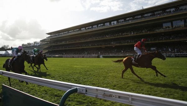 French jockey Pierre-Charles Boudot riding horse Waldgeist (R) celebrates on the finish line followed by Italian jockey Frankie Dettori (L) riding horse Enable and Italian Cristian Demuro during the 2019 Prix de l'Arc de Triomphe flat race at the ParisLongchamp race track in Paris, on October 6, 2019 French jockey Pierre-Charles Boudot riding horse Waldgeist (R) celebrates on the finish line followed by Italian jockey Frankie Dettori (L) riding horse Enable and Italian Cristian Demuro during the 2019 Prix de l'Arc de Triomphe flat race at the ParisLongchamp race track in Paris, on October 6, 2019 - Sputnik International