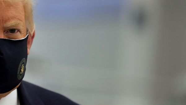US President Donald Trump wears a protective face mask during a tour of the Fujifilm Diosynth Biotechnologies' Innovation Center, a pharmaceutical manufacturing plant where components for a potential coronavirus disease (COVID-19) vaccine candidate are being developed, in Morrisville, North Carolina, U.S., July 27, 2020 US President Donald Trump wears a protective face mask during a tour of the Fujifilm Diosynth Biotechnologies' Innovation Center, a pharmaceutical manufacturing plant where components for a potential coronavirus disease (COVID-19) vaccine candidate are being developed, in Morrisville, North Carolina, U.S., July 27, 2020 - Sputnik International