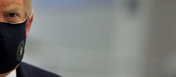 US President Donald Trump wears a protective face mask during a tour of the Fujifilm Diosynth Biotechnologies' Innovation Center, a pharmaceutical manufacturing plant where components for a potential coronavirus disease (COVID-19) vaccine candidate are being developed, in Morrisville, North Carolina, U.S., July 27, 2020 US President Donald Trump wears a protective face mask during a tour of the Fujifilm Diosynth Biotechnologies' Innovation Center, a pharmaceutical manufacturing plant where components for a potential coronavirus disease (COVID-19) vaccine candidate are being developed, in Morrisville, North Carolina, U.S., July 27, 2020 - Sputnik International