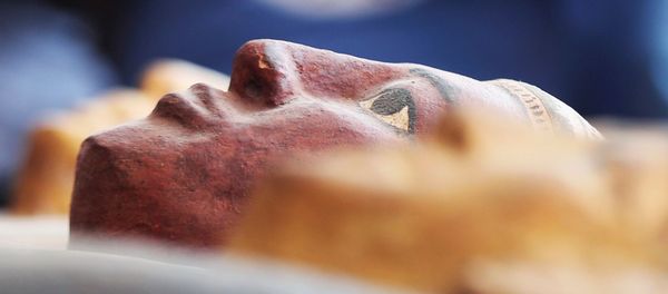 Sarcophagi that are around 2500 years old, are seen inside the newly discovered burial site near Egypt's Saqqara necropolis, in Giza, Egypt, October 3, 2020. - Sputnik International