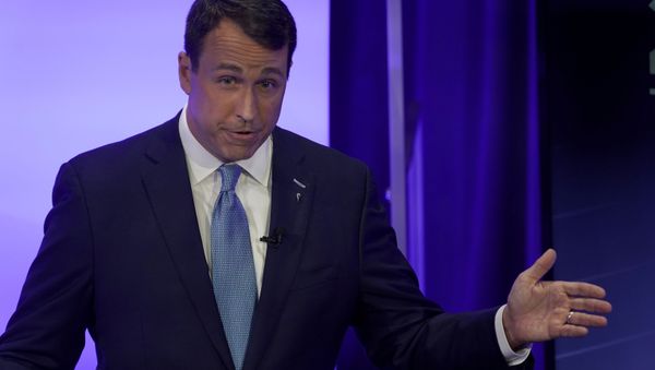 Democratic challenger Cal Cunningham speaks during a televised debate with U.S. Sen. Thom Tillis, R-N.C., Thursday, Oct. 1, 2020, in Raleigh, N.C. - Sputnik International