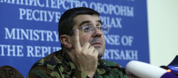 Arayik Harutyunyan, leader of the region of Nagorno-Karabakh, attends a news conference in Stepanakert, the capital of the breakaway Nagorno-Karabakh region, September 27, 2020. Arayik Harutyunyan, leader of the region of Nagorno-Karabakh, attends a news conference in Stepanakert, the capital of the breakaway Nagorno-Karabakh region, September 27, 2020. - Sputnik International