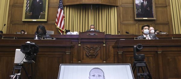 Facebook CEO Mark Zuckerberg speaks via video conference during a House Judiciary subcommittee hearing on antitrust on Capitol Hill on Wednesday, July 29, 2020, in Washington. Facebook CEO Mark Zuckerberg speaks via video conference during a House Judiciary subcommittee hearing on antitrust on Capitol Hill on Wednesday, July 29, 2020, in Washington. - Sputnik International