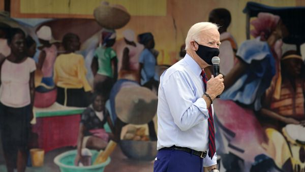Democratic presidential candidate former Vice President Joe Biden speaks at the Little Haiti Cultural Complex, Monday, Oct. 5, 2020, in Miami. - Sputnik International