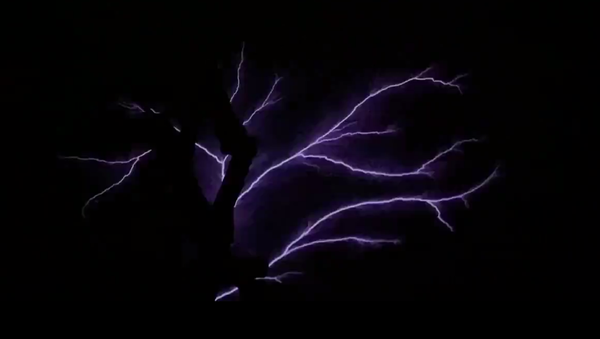 A screenshot from a video featuring the weather phenomenon ‘St. Elmo's Fire’, captured by a military aircraft from the Number 99 Squadron of the UK Royal Air Force. - Sputnik International