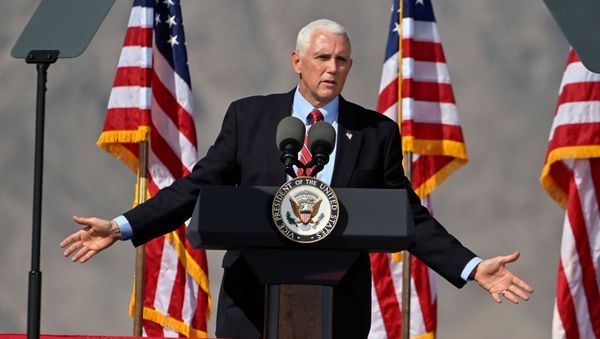 U.S. Vice President Mike Pence speaks at campaign event at Boulder City Airport, in Boulder City, Nevada, U.S., October 8, 2020.  - Sputnik International