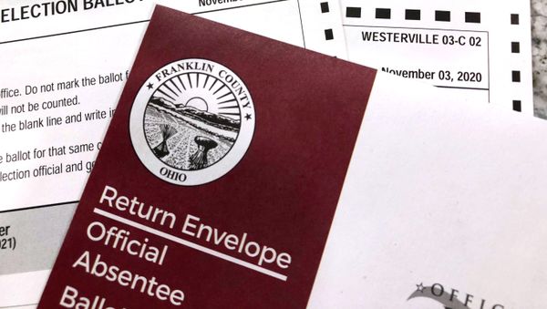This photo made on Oct. 6, 2020, in Westerville, Ohio, shows Ohio absentee ballots. Two voters registered at the same address in the Columbus suburb of Westerville, Ohio, were mailed these absentee ballots for the 2020 general election that didn't match their assigned precinct number, as shown by the designation in the top right corner of the ballots they received on Tuesday, Oct. 6, 2020. - Sputnik International