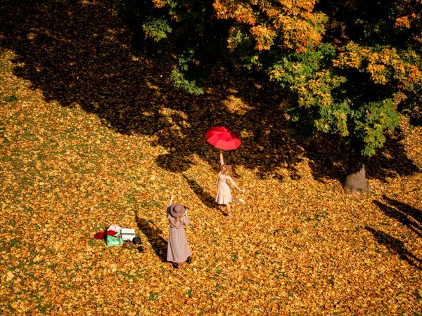 A woman hold an umbrella and poses for a photo on a sunny autumn day in Tsaritsyno Park in Moscow on 2 October 2020. A woman hold an umbrella and poses for a photo on a sunny autumn day in Tsaritsyno Park in Moscow on 2 October 2020. - Sputnik International