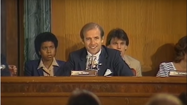Delaware Senator Joe Biden making an impassioned plea against packing the Supreme Court, summer 1983. Delaware Senator Joe Biden making an impassioned plea against packing the Supreme Court, summer 1983. - Sputnik International