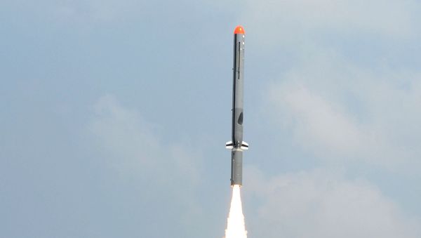 In this handout photograph released by the Press Information Bureau (PIB) on October 17, 2014, the Nirbhay sub-sonic cruise missile is launched at Balasore in the Indian state of Odisha.  - Sputnik International