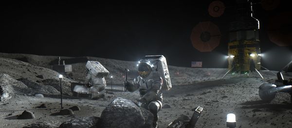 This illustration made available by NASA in April 2020 depicts Artemis astronauts on the Moon. This illustration made available by NASA in April 2020 depicts Artemis astronauts on the Moon. - Sputnik International