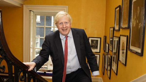A handout image released by 10 Downing Street, shows Britain's Prime Minister Boris Johnson as he arrives back from hospital after the birth of his baby son with his partner Carrie Symonds, inside No 10 Downing Street in central London on April 29, 2020 A handout image released by 10 Downing Street, shows Britain's Prime Minister Boris Johnson as he arrives back from hospital after the birth of his baby son with his partner Carrie Symonds, inside No 10 Downing Street in central London on April 29, 2020 - Sputnik International
