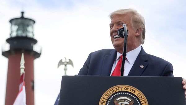 U.S. President Donald Trump speaks about the environment during a campaign stop at Jupiter Inlet Lighthouse and Museum in Jupiter, Florida, U.S., September 8, 2020.  - Sputnik International