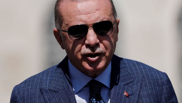 FILE PHOTO: Turkish President Tayyip Erdogan talks to media after attending Friday prayers at Hagia Sophia Grand Mosque in Istanbul, Turkey August 7, 2020 - Sputnik International