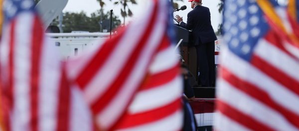 U.S. President Donald Trump gestures as he speaks during a campaign rally outside Raymond James Stadium, in Tampa, Florida, U.S., October 29, 2020. U.S. President Donald Trump gestures as he speaks during a campaign rally outside Raymond James Stadium, in Tampa, Florida, U.S., October 29, 2020. - Sputnik International