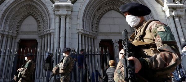 French soldiers patrol near the Notre Dame church the day after a deadly knife attack in Nice, France, October 30, 2020 French soldiers patrol near the Notre Dame church the day after a deadly knife attack in Nice, France, October 30, 2020 - Sputnik International