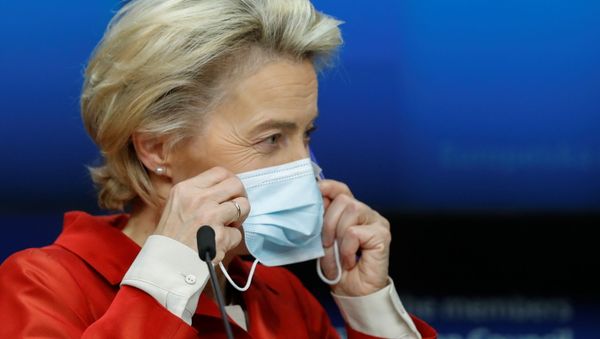 EU leaders including European Commission President Ursula von der Leyen hold a virtual conference on measures against COVID-19 - Sputnik International