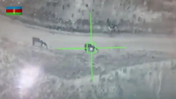 Screengrab from the Azerbaijan video allegedly showing the destruction of Armenian 'Grad' rocket launchers in Karabakh - Sputnik International