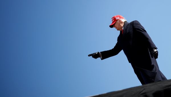 U.S. President Donald Trump gestures during a campaign rally at Fayetteville Regional Airport in Fayetteville, North Carolina, U.S., November 2, 2020. REUTERS/Carlos Barria U.S. President Donald Trump gestures during a campaign rally at Fayetteville Regional Airport in Fayetteville, North Carolina, U.S., November 2, 2020. REUTERS/Carlos Barria - Sputnik International