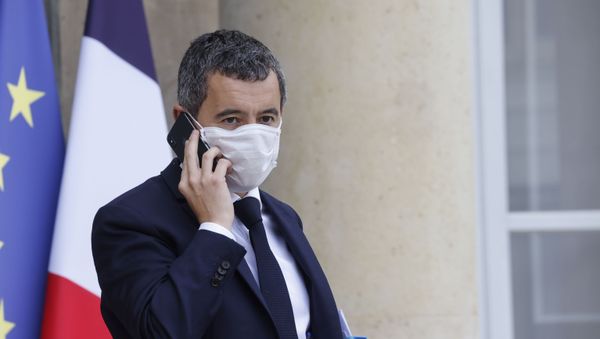 French Interior Minister Gerald Darmanin leaves the Elysee presidential Palace in Paris after attending the weekly cabinet meeting in Paris, on October 21, 2020.  - Sputnik International