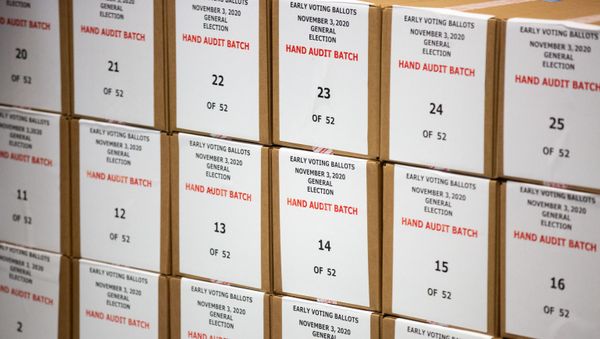 Ballots are pulled aside for a hand audit by Maricopa County Elections Department staff ahead of Tuesdays election on October 31, 2020 in Phoenix, Arizona. Early voting lasted from October 7th through the 30th in Arizona, which had a record number of early voters.  - Sputnik International