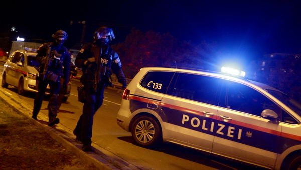 Police blocks a street near Schwedenplatz square after exchanges of gunfire in Vienna, Austria November 2, 2020 - Sputnik International