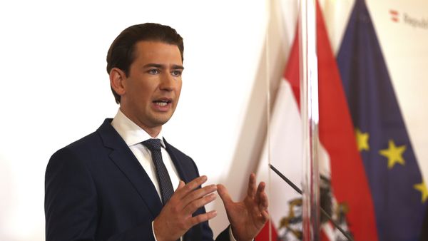 Austrian Chancellor Sebastian Kurz speaks during a press conference behind plexiglass shields at the federal chancellery in Vienna, Austria, Saturday, Oct. 31, 2020. - Sputnik International