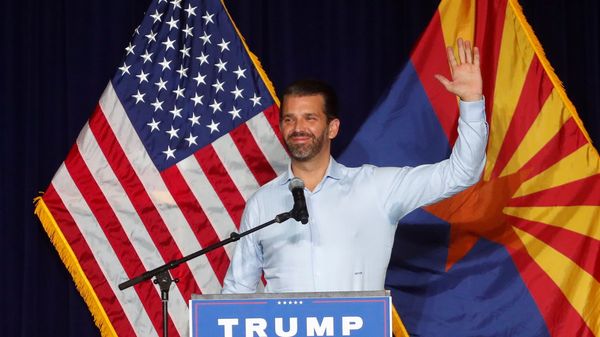 Donald Trump Jr. gestures during a campaign rally for U.S. President Donald Trump ahead of Election Day, in Scottsdale Donald Trump Jr. gestures during a campaign rally for U.S. President Donald Trump ahead of Election Day, in Scottsdale - Sputnik International