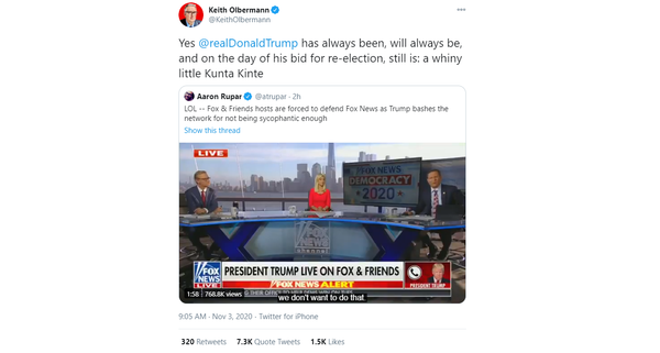 ‘Is That a Code?’: Keith Olbermann Riles Up Twitter by Dubbing Trump ‘Whiny Little Kunta Kinte’ - Sputnik International