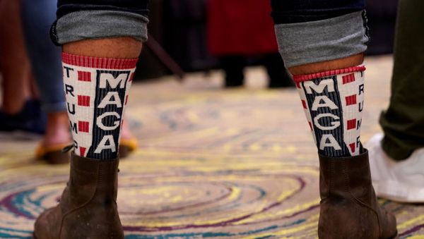 A supporter of U.S. President Donald Trump wears MAGA socks at the Oklahoma GOP watch party for the 2020 U.S. presidential election in Edmond - Sputnik International