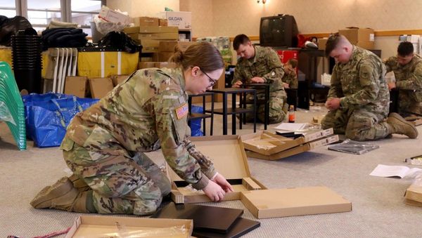 Wisconsin National Guard personnel assemble to assist in the state's coronavirus response. File photo. Wisconsin National Guard personnel assemble to assist in the state's coronavirus response. File photo. - Sputnik International