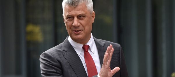 Kosovo’s President Hashim Thaci is pictured during a news conference as he resigns to face war crimes charges at international court in Pristina, Kosovo, November 5, 2020 - Sputnik International