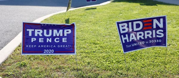 FILE PHOTO: Campaign signs for U.S. President Donald Trump and presidential nominee and former Vice President Joe Biden are seen on Election Day in Cherryville, Pennsylvania, U.S., November 3, 2020 FILE PHOTO: Campaign signs for U.S. President Donald Trump and presidential nominee and former Vice President Joe Biden are seen on Election Day in Cherryville, Pennsylvania, U.S., November 3, 2020 - Sputnik International