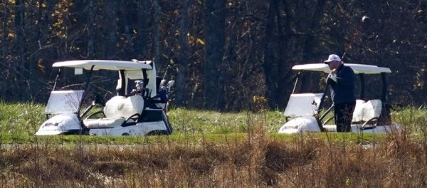 President Donald Trump participates in a round of golf at the Trump National Golf Course on Saturday, Nov. 7, 2020, in Sterling, Va - Sputnik International