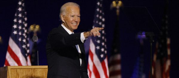 Democratic 2020 U.S. presidential nominee Joe Biden points to the crowd after speaking at his election rally, after the news media announced that Biden has won the 2020 U.S. presidential election over President Donald Trump, in Wilmington, Delaware, U.S., November 7, 2020.  - Sputnik International