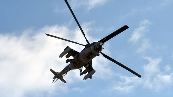 Russian military helicopter Mi-24 (NATO reporting name: Hind) seen during the Kavkaz-2020 war games. - Sputnik International