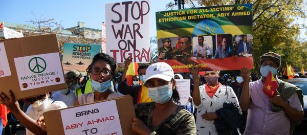 People demonstrate against Ethiopian Prime Minister Abiy Ahmed in Washington DC - Sputnik International
