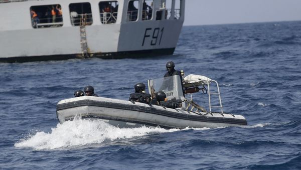 In this photo taken on Wednesday March 20 2019, Nigeria Naval Special Forces patrol during a joint navy exercise, in the Gulf of Guinea - Sputnik International