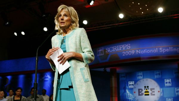 Jill Biden, wife of Vice President Joe Biden, speaks at the opening of the finals of the Scripps National Spelling Bee, in Washington, on Thursday, May 28, 2009.  - Sputnik International