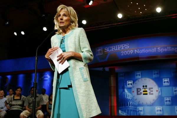 Jill Biden, wife of vice-president Joe Biden, speaks at the opening of the finals of the Scripps National Spelling Bee, in Washington, on Thursday, 28 May 2009. Jill Biden, wife of vice-president Joe Biden, speaks at the opening of the finals of the Scripps National Spelling Bee, in Washington, on Thursday, 28 May 2009. - Sputnik International