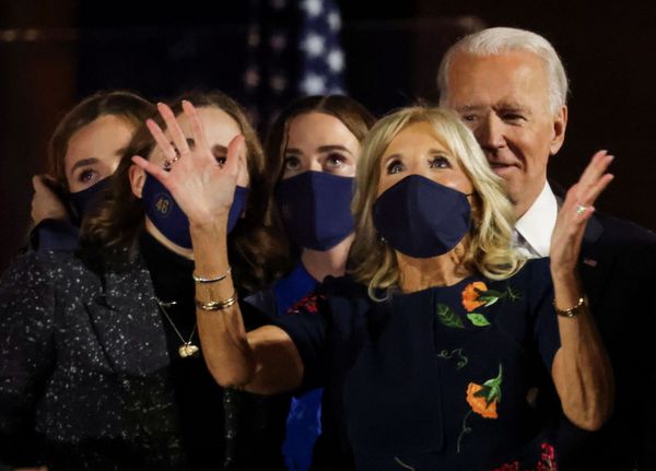 Democrat 2020 US presidential nominee Joe Biden is accompanied on stage by his wife Jill and his granddaughters after speaking during his election rally, in the wake of news media announcing that he has won the election, in Wilmington, Delaware, US, 7 November 2020. Democrat 2020 US presidential nominee Joe Biden is accompanied on stage by his wife Jill and his granddaughters after speaking during his election rally, in the wake of news media announcing that he has won the election, in Wilmington, Delaware, US, 7 November 2020. - Sputnik International