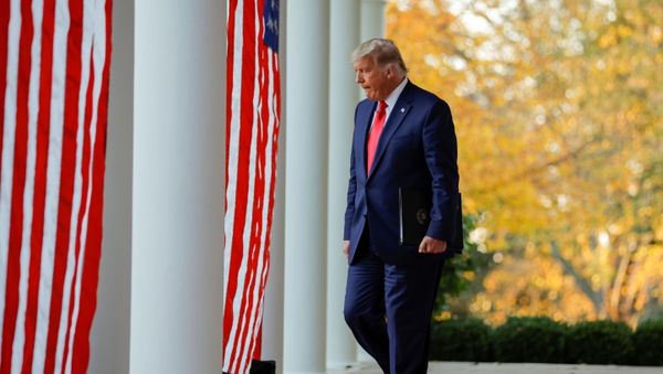 U.S. President Donald Trump walks down the West Wing colonnade from the Oval Office to the Rose Garden to deliver an update on the so-called Operation Warp Speed program, the joint Defense Department and HHS initiative that has struck deals with several drugmakers in an effort to help speed up the search for effective treatments for the ongoing coronavirus disease (COVID-19) pandemic, at the White House in Washington, U.S., November 13, 2020. U.S. President Donald Trump walks down the West Wing colonnade from the Oval Office to the Rose Garden to deliver an update on the so-called Operation Warp Speed program, the joint Defense Department and HHS initiative that has struck deals with several drugmakers in an effort to help speed up the search for effective treatments for the ongoing coronavirus disease (COVID-19) pandemic, at the White House in Washington, U.S., November 13, 2020. - Sputnik International