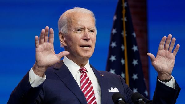 U.S. President-elect Joe Biden speaks about the U.S. economy following a briefing with economic advisers in Wilmington, Delaware, U.S., November 16, 2020 U.S. President-elect Joe Biden speaks about the U.S. economy following a briefing with economic advisers in Wilmington, Delaware, U.S., November 16, 2020 - Sputnik International
