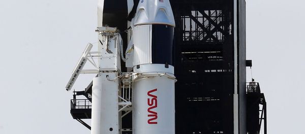 A SpaceX Falcon 9 rocket, topped with the Crew Dragon capsule, is readied to carry four astronauts on the first operational NASA commercial crew mission at Kennedy Space Center in Cape Canaveral, Florida, 13 November 2020 - Sputnik International