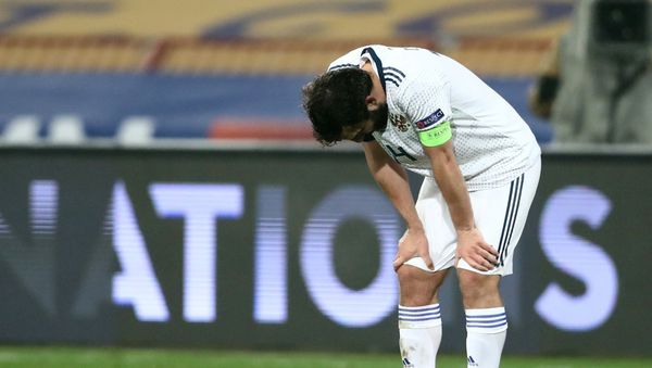Soccer Football - UEFA Nations League - League B - Group 3 - Serbia v Russia - Rajko Mitic Stadium, Belgrade, Serbia - November 18, 2020  Russia's Giorgi Jikia looks dejected at the end of the match - Sputnik International