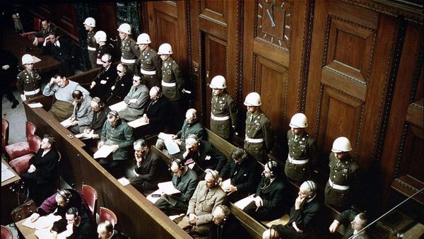 View of the defendants in the dock at the International Military Tribunal trial of war criminals in Nuremberg, Bavaria, Germany - Sputnik International