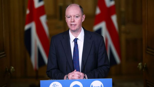 Chief Medical Officer for England Chris Whitty attends a virtual news conference on the ongoing situation with the coronavirus disease (COVID-19), at Downing Street, London, Britain November 23, 2020. - Sputnik International